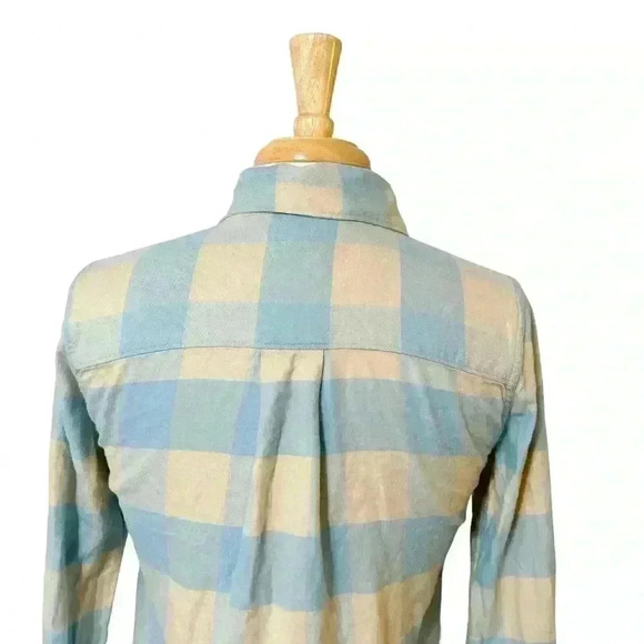 Faherty Women's Blue & Brown Plaid Button Up Shirt Organic Cotton Extra Small XS - Picture 3 of 12